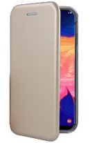 Луксозен кожен калъф тефтер ултра тънък Wallet FLEXI и стойка за Samsung Galaxy A10 A105F златист 